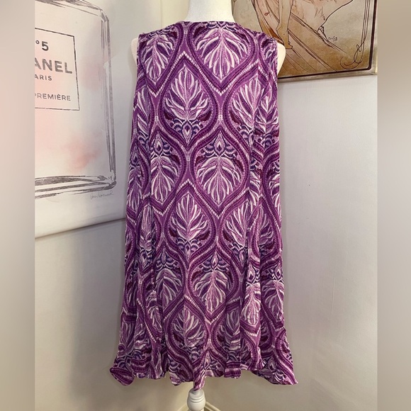 Denim 24/7 Sleeveless Sundress Plus Size 22/24 1X Purple & White - Picture 7 of 13
